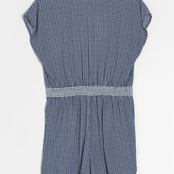 MANGO Navy and White Leaf Print Romper - Picture 2 of 11